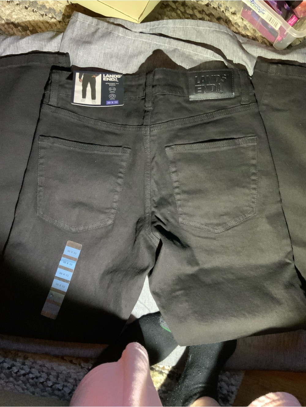 Lands' End Men's Slim Straight Black Jeans